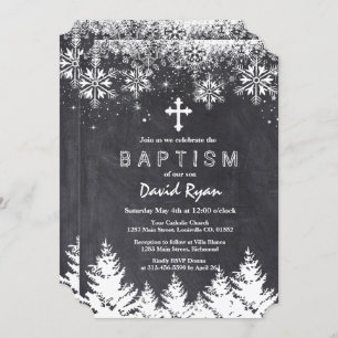 Invitation Boy Winter Holiday Flammes de neige Chalkboard Bap