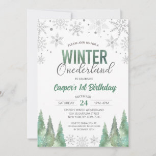 Invitation Boy Winter Onederland Snowflakes Premier anniversa