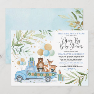 Invitation Boy Woodland Forest Drive Par Baby shower Parade