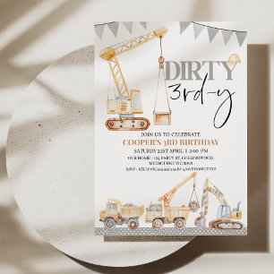 Invitation Boy Yellow Construction Dirty 3e anniversaire 3e a