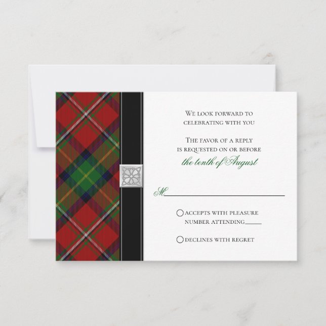 Invitation Boyd Tartan Scottish Celtic Wedding RSVP Répondre (Devant)