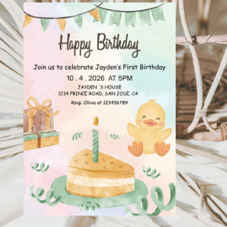 Invitation Boys 1st Birthday-Cute Modern Blue First Birthday