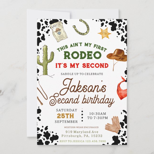 Invitation Boys Ain't My First Rodeo Cowboy 2e anniversaire (Devant)