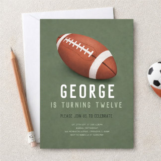 Invitation Boys American Football Kids 12th Birthday
