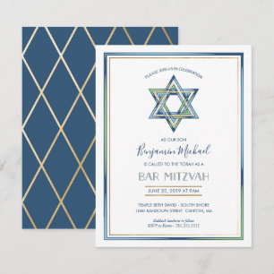 Invitation Boy's Bar Mitzvah ; Star of David, Gold