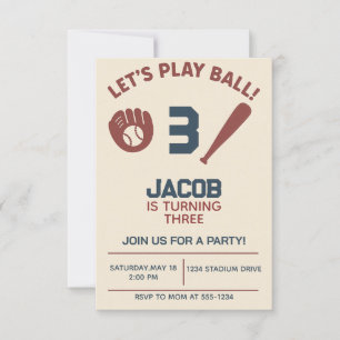 Invitation Boys Baseball Bat Sports Anniversaire