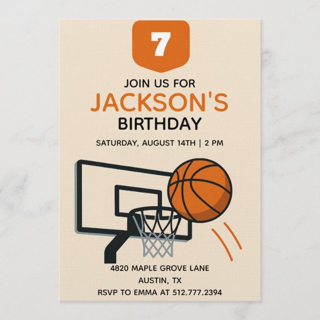 Invitation Boys Basketball Birthday • Editable Sports Party (Devant)