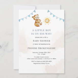 Invitation Boys Bear et Sunshine Baby shower d'aquarelle