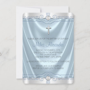 Invitation Boys Blue and Silver Baptism Christening