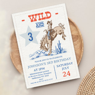 Invitation Boys Blue Red Wild et Trois Rodéo 3e anniversaire