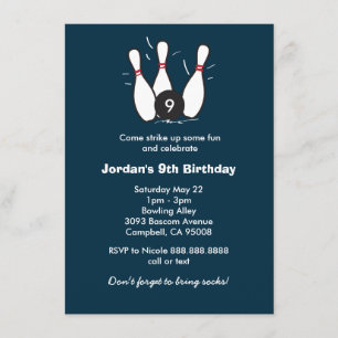 Invitation Boy's Bowling Birthday Party