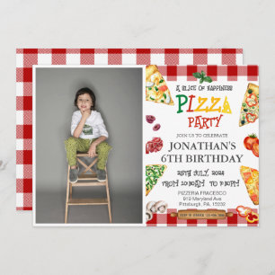 Invitation Boys Cool Cute Pizza fête d'anniversaire