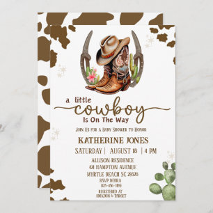 Invitation Boys Cowboy Vache Baby shower d'impression