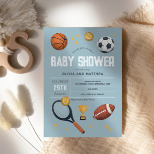 Invitation Boys Cute Blue Sports Baby shower