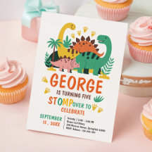 Boys Cute Jungle Dinosaur Kids 5th Birthday