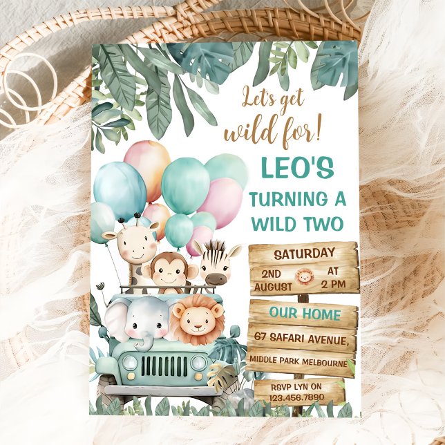 Invitation Boys Cute Wild Two Safari 2nd Birthday (Créateur téléchargé)