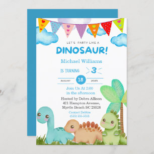 Invitation Boys Dinosaur 3e fête d'anniversaire