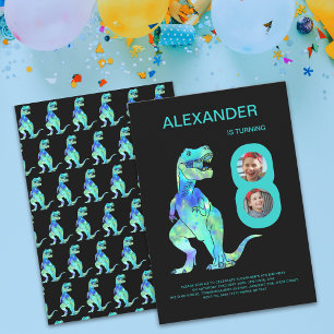 Invitation Boys Dinosaur T-Rex 8e fête d'anniversaire