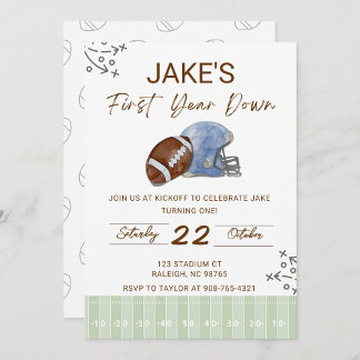 Invitation Boy's First Birthday, First Down Birthday Invite,