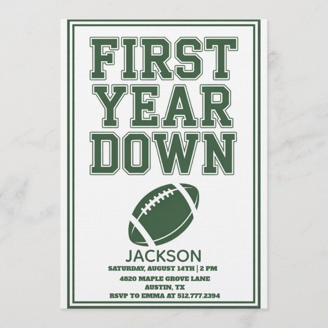 Invitation Boy's Football First Year Down 1st Birthday Party  (Devant)