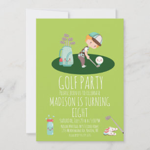 Invitation Boys Golf Cute Anniversaire Party Green