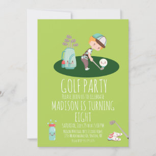 Invitation Boys Golf Cute Anniversaire Party Green