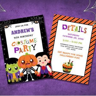 Invitation Boys Halloween Costume Party 5e anniversaire