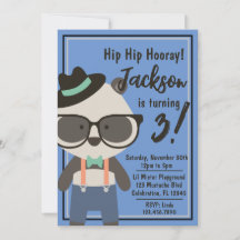 Boys Hipster Mister Panda Bear Anniversaire