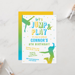 Invitation Boys Jump fête d'anniversaire Trampoline Park