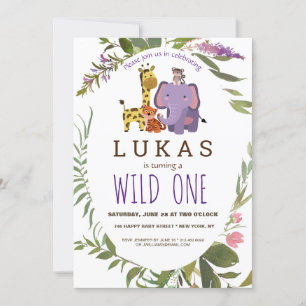 Invitation Boys Jungle Safari Animal 1er fête d'anniversaire