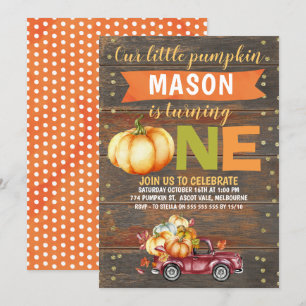 Invitation Boy's Little Citrouille Camion 1er anniversaire In