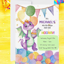 Boys mignon Dragon Anniversaire de enfant Invitati
