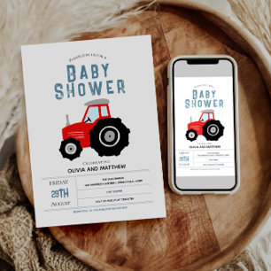 Invitation Boys mignon ferme rustique Baby shower tracteur ro