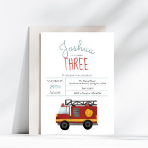 Invitation Boys mignon pompier Moteur de feu bébé Anniversair
