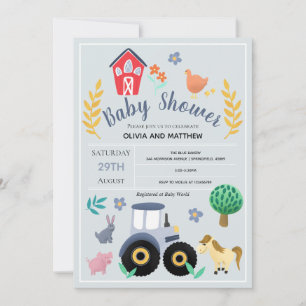 Invitation Boys mignon rustique Pays Baby shower tracteur agr