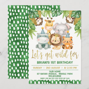 Invitation Boys mignonne Wild One Safari 1er anniversaire Inv
