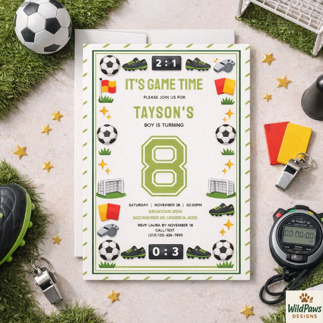 Invitation Boys Modern Sports Soccer Kids 8th Birthday Party (Boys Modern Sports Soccer Kids 8th Birthday Party Invitation
)