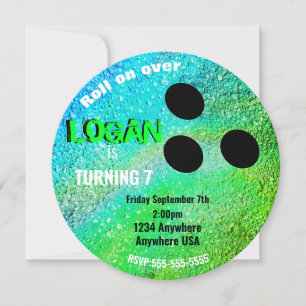 Invitation Boys neon BOWLING BALL bowling Glow fête d'anniver
