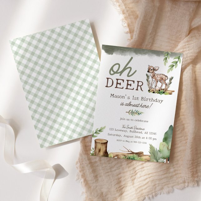 Invitation Boy's Oh Deer Woodland Baby Deer Birthday (Créateur téléchargé)