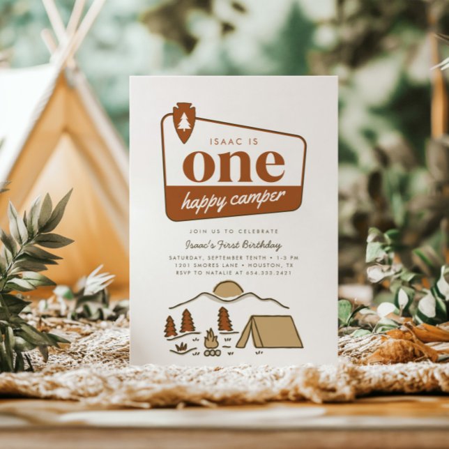 Invitation Boy's One Happy Camper Boho Explorer 1er anniversa (Créateur téléchargé)