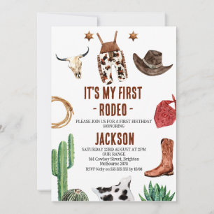 Invitation Boys Photo Mon premier rodéo Cowboy 1er anniversai