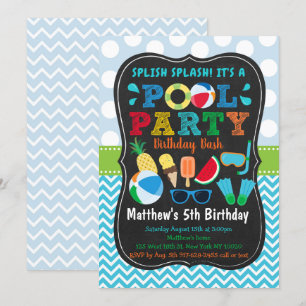 Invitation Boys Pool Party Glace Creative Birthday