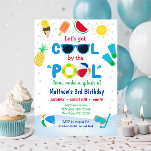 Invitation Boys Pool Party Obtenons un Cool Anniversaire