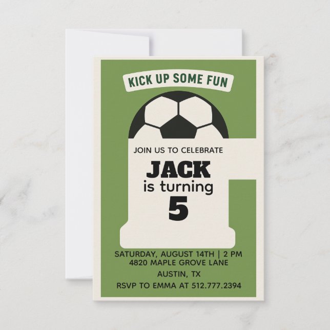 Invitation Boys Soccer Birthday - Green Theme (Devant)