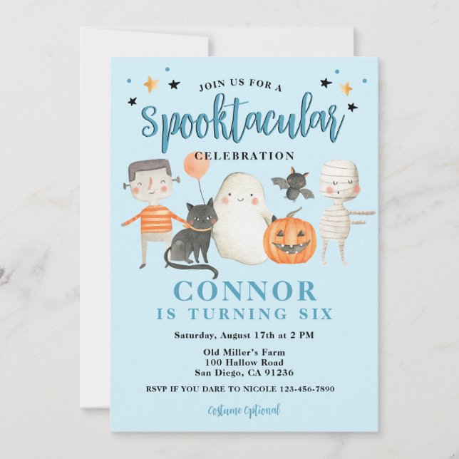Invitation Boys Spooktacular Halloween fête d'anniversaire (Devant)