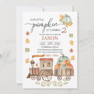 Invitation Boys Two Two Little Citrouille Train 2nd Birthday