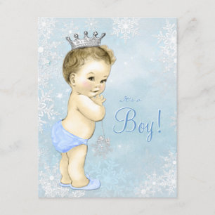 Invitation Boys Winter Wonderland Blue Snowflake Baby shower