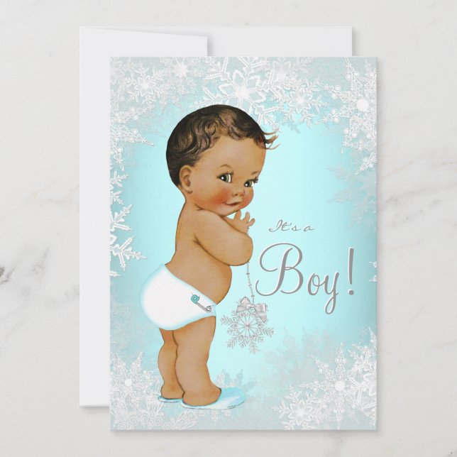 Invitation Boys Winter Wonderland Snowflake Baby shower (Devant)