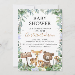 Invitation Boys Woodland Animaux et Baby shower de verdure