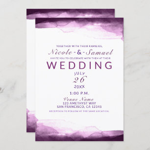 Invitation Boysenberry Purple Aquarelle Chic Mariage moderne
